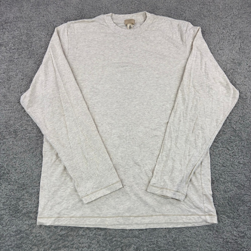 Skims Long Sleeve Crew Neck TShirt Heather Beige Men's S/P CH Modal Cotton Blend